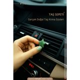 TAŞ SEPETİ Araba Klima Süsü Gerçek Doğal Taş Aventurin Yeşil Yıldız Torpido Aksesuar Süs Dekoratif Klipsli Süs
