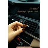 TAŞ SEPETİ Araba Klima Süsü Gerçek Doğal Taş Kaplangözü Kahverengi Kalp Torpido Süs Dekoratif Klipsli Süs