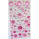 Taş Sticker Pembe Yuvarlak Yapışkanlı Saç , Yüz Ve Tırnak Taşı Iş