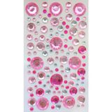 Taş Sticker Pembe Yuvarlak Yapışkanlı Saç , Yüz Ve Tırnak Taşı Işıltılı Parlak