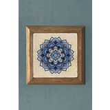 Taş Tablo- Oscar Stone Decor Yaşam Çiçeği Mandala Masif Ahşap Çerçeveli Duvar Dekoru-28X28 CM