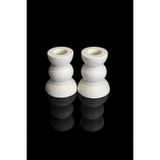 Taş Tozu İkili Şamdanlık, Beyaz, Modern Tasarım, 2'li Set