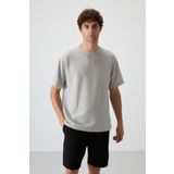 Taş Waffle İnterlok Yüzeyi Dokulu Oversize Fit Basic Erkek T-Shirt - 88379