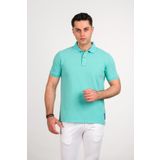 TAŞ YIKAMA REGULAR FİT LACOST KUMAŞ POLO YAKA PAMUKLU ERKEK T-SHİRT SU YEŞİLİ M
