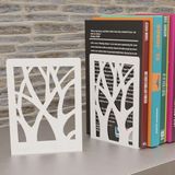 Tasagram Beyaz Ağaç Desenli Metal Kitap Desteği - Kitap Tutucu - Ev ve Ofis Dekoratif Aksesuar