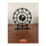TASAGRAM Retro Görünümlü Roma Rakamları Ile Şık Metal Siyah Gri Dekoratif Masa Üstü Saati 25x23cm