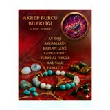 Tasarım 169AST20 Akrep Burcu Bilekliği - Sertifikalı - Ay Taşı, Akuamarin, K. Gözü, Labradorit, Turkuaz , Lal Taşı