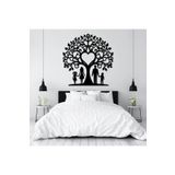 Tasarım Aile Ağacı Motifli Dekoratif Ahşap Duvar Panosu Siyah 80 x 120