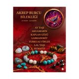 Tasarım Akrep Burcu Bilekliği - Sertifikalı - Ay Taşı, Akuamarin, K. Gözü, Labradorit, Turkuaz , Lal Taşı