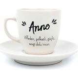 Tasarım Anne Krem Türk Kahvesi Fincanı - Hediye Seramik Türk Kahvesi Fincanı