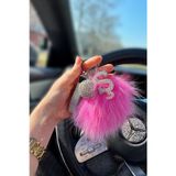 Tasarım Arabam Atike Elif Akın Şeker Pembe Ponpon & Yaldız Logosuz Anahtarlık & Yaldız Disko Top & Yaldız Harf