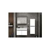 Tasarım Arista 80CM Beyaz Renkli Mdf, Seramik Lavabolu, Alt - Üst ve Boy Dolaplı, Banyo Dolabı Seti