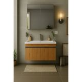 Tasarım DMZ Home Concept Arista 80 cm Ahşap Banyo Dolabı Takımı – Tamamı MDF, Seramik Lavabolu, Alt Dolap ve Aynalı Üst Dolap