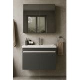 Tasarım DMZ Home Concept Arista 80 cm Antrasit Banyo Dolabı Takımı – Tamamı MDF, Seramik Lavabolu, Alt Dolap ve Aynalı Üst Dolap