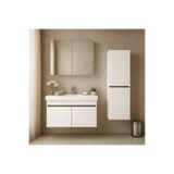 Tasarım DMZ Home Concept Arista 80 cm Beyaz Banyo Dolabı Seti – Tamamı MDF, Seramik Lavabolu, Alt Dolap, Aynalı Üst Dolap ve Boy Dolaplı