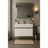 Tasarım DMZ Home Concept Arista 80 cm Beyaz Banyo Dolabı Takımı – Tamamı MDF, Seramik Lavabolu, Alt Dolap ve Aynalı Üst Dolap