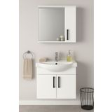 Tasarım DMZ Home Concept Lacrime 65 cm Banyo Dolabı Takımı – Tamamı Mdf - Beyaz – Oval Seramik Lavabolu