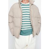 Tasarım Düz Astarlı Yaka Standart Bol Dik Unisex Oversize Fit Dik Yaka Şişme Kışlık Mont