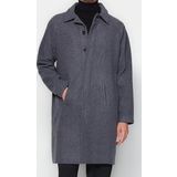 Tasarım Düz Astarsız Yaka Uzun Regular Gömlek Unisex Regular Fit Yün Karışımlı Kaşe Kışlık Kaban