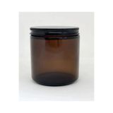 Tasarım Evi ( 2 Adet ) 230 ml Cam Kavanoz Amber Mumluk 230 Cc Metal Siyah Kapaklı Mum Kavanozu Kahverengi