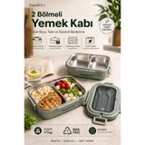 Tasarım Evi 2 Bölmeli Paslanmaz Çelik Yemek Kabı – Sızdırmaz Kapaklı, Taşınabilir Beslenme Kabı