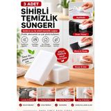 Tasarım Evi 3 Adet Sihirli Sünger, Torpido Süngeri, Ayakkabı Süngeri, Melamin Sünger, Yazı Silen Duvar Süngeri - Beyaz