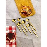 Tasarım Evi 6'lı Lüx Yuvarlak Çay Kaşığı - Kaşık 13 cm - Gold