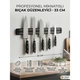 Tasarım Evi Mıknatıslı Bıçak Askısı Bıçak Tutucu Bıçak Askısı Duvara Monte 33CCM - Siyah