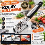 Tasarım Evi Paslanmaz Çelik Bıçak Bileyici Çift Diskli Mekanizmalı Kaymaz Taban Ergonomik Saplı El Tipi Bileyici - 1 Adet