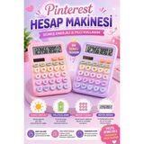 Tasarım Evi Pinterest Renkli Hesap Makinesi | 12 Haneli Yuvarlak Tuşlu Şirin Hesap Makinesi ( Büyük LCD Ekran )