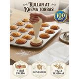Tasarım Evi Profesyonel 100 Adet Kullan At Krema Torbası Seti - Kolay Kullanım, Kusursuz Pasta ve Kek Süsleme
