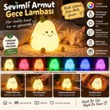 Tasarım Evi Renkli Armut Gece Lambası Silikon Malzeme ile USB Şarj Edilebilir Modern Tasarım - Beyaz