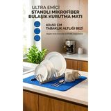 Tasarım Evi Ultra Emici Standlı Mikrofiber Bulaşık Kurutma Matı 40X50CM Tabaklık Altlığı (Karışık) - Çok Renkli