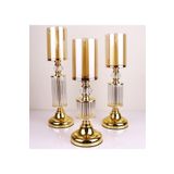 Tasarım Evi Ultra Lüks Kristal Taşlı Ayaklı Gold Şamdan 3'lü Set