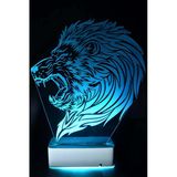 Tasarım Fantastik Aslan 3D 16 Renk Dekoratif Led Lamba