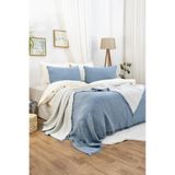 Tasarım HB&Victory %100 Pamuk 4 Katlı Müslin Yatak Örtüsü Deniz Mavisi Renk Çift Kişilik 240x230 cm.