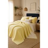 Tasarım HB&Victory %100 Pamuk 4 Katlı Müslin Yatak Örtüsü Limon Sarısı Renk Çift Kişilik 240x230 cm.