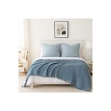 Tasarım HB&Victory Waffle 4 Katlı %100 Pamuk Premium Yatak Örtüsü Deniz Mavisi Çift Kişilik 230x240 cm