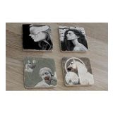 Tasarım Heykel At ve Kadın Portreler Doğal Taş Bardak Altlığı 4'lü set - Natural Stone Coasters