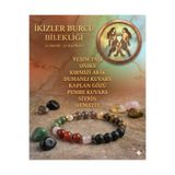 Tasarım İkizler Burcu Bilekliği -Yeşim, Oniks, Kırmızı Akik, Kuvars, Kaplan Gözü, Pembe Kuvars & Sitrin Taşı