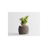 Tasarım Interweave Dekoratif Saksı - Gri Dikey İşlemeli Modern Bitki Saksısı 12 cm