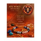 Tasarım Koç Burcu Doğal Taş Bileklik - Sertifikalı - M.Akik, Yeşim , Güneş Taşı, Sitrin, Akuamarin, B.Akik