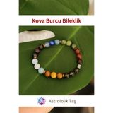 Tasarım Kova Burcu Bilekliği - Jasper, Lal Taşı, Akuamarin, Dumanlı Kuvars, Yeşim Taşı, Mavi Ve Kırmızı Akik