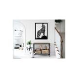 Tasarım Kurt Figürlü Dekoratif Duvar Panosu Siyah 80 x 120