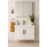 Tasarım Liventa 65 cm Beyaz Renkli, Seramik Lavabolu, Mdf Banyo Dolabı Takımı