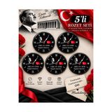 Tasarım Minikutunuz 10 Kasım Atatürk Rozeti 5’li Set – Saat Temalı İğneli Yaka Rozeti 44 mm