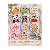 Tasarım Minikutunuz 10’lu Kawaii Sevimli Hayvanlar İğneli Yaka Rozeti Seti 44 mm – Capybara, Panda, Kurbağa, Ördek, Çanta Aksesuarı