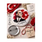 Tasarım Minikutunuz 15’li Atatürk İğneli Yaka Rozeti Seti 44 mm – Okul Etkinlikleri ve Özel Günler İçin – Sürpriz Sticker Hediyeli