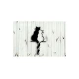 Tasarım Minimalist İki Kedi Figürü Ahşap Duvar Dekoru Siyah 80 x 120