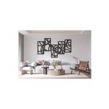 Tasarım Modern Geometrik Desenli 5 Parçalı Ahşap Duvar Tablo Seti Siyah 80 x 120